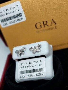 🦋 Butterfly Iced Out 925 Sterling Silver Moissanite Diamond Earrings New